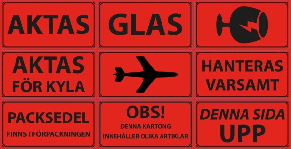 Varningsetiketter 50x100 mm